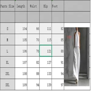 Guide des tailles complet pour ensemble femme haut sans manches et pantalon large