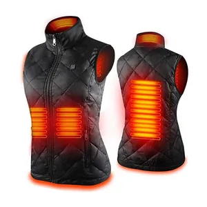 Gilet riscaldante intelligente USB nero da donna con varie zone di calore attive