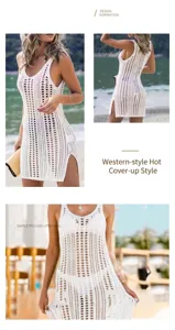 Elegante copricostume da spiaggia in maglia traforata per styling estivo bikini