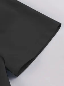 Macro close-up view showing the professional double-stitched hem on elegant black dress sleeve