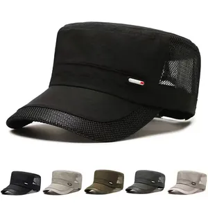 Gorra de Cadete de Malla Transpirable para Hombre Mujer Protección Solar al Aire Libre Sombrero de Tapa Plana Ajustable Estilo Militar Casual