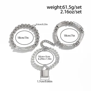 Detailed view of silver-tone bracelet set with padlock pendant including size and weight specs
