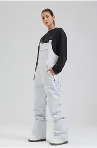 Professional white waterproof insulated women's ski bib pants for outdoor winter sports