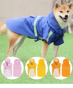 Chubasquero con capucha para perros con tiras reflectantes para seguridad al aire libre