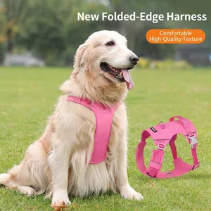 Adjustable pink reflective dog harness vest for small to large dogs outdoor walking