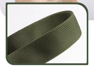 Close-up macro view showing the durable army green nylon webbing on a tactical dog collar