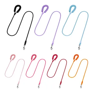 Dog leashes with comfortable foam handles in multiple vibrant colors