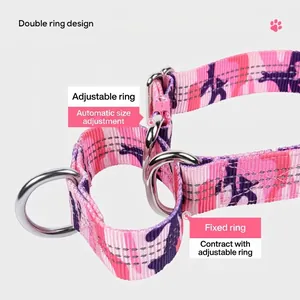 Reflective camouflage dog collar featuring a heavy-duty double-ring design for pet safety
