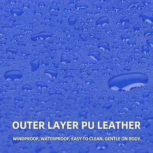 Primer plano de la textura de tela de cuero PU azul impermeable para chubasqueros de mascotas
