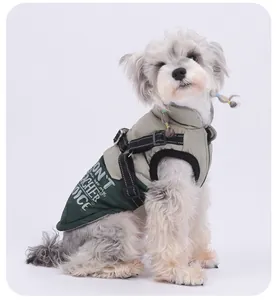 Detailed side view of a waterproof dog vest with integrated reflective harness