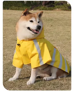Chubasquero amarillo para perros con capucha y tiras reflectantes para protección lluvia