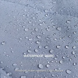 Close-up of waterproof high-density polyester fabric with water droplets for pet coat