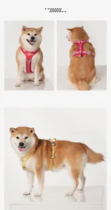 Professional checkerboard pattern no-pull dog harness vest in vibrant red and yellow colors