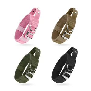Heavy-duty tactical dog collar for large dogs with metal studs available in four colors