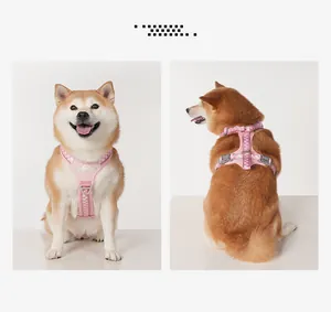 Pink checkered no-pull dog harness vest for small to medium pets