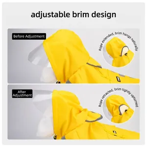 Chubasquero amarillo para perros con capucha ajustable y ala protectora transparente