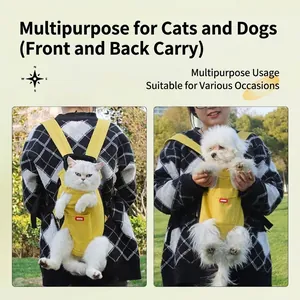 Gele ademende rugzak voor kleine katten en honden, zowel voor als achter te dragen.