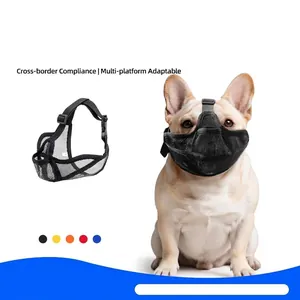 Korthalsige Hondenmuilkorf Ademend Gaas Huisdier Mondmasker Voor Franse Bulldog Bully Pug Anti-Bijten Anti-Blaffen Verstelbaar