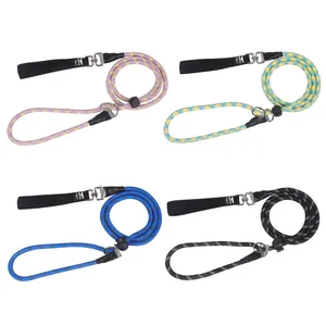 Durable multi-color reflective nylon slip lead dog leash for small to large breeds.