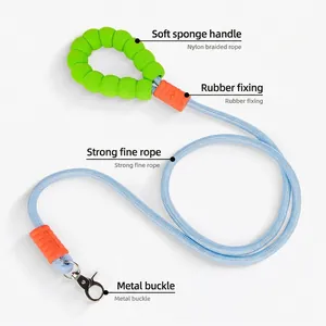 Dopamine Color Cloud Bubble Handle Pet Leash P-Chain Braided Dog Lead Soft Foam Grip P-Rope For Small Medium Dogs Outdoor Walking