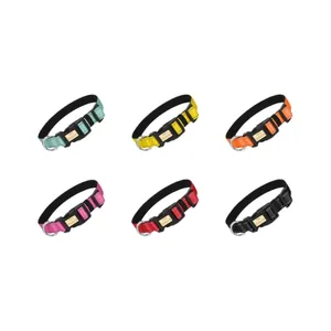 Juego de collares de nailon para perros ajustables con placa grabada en seis colores