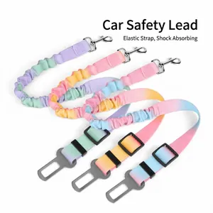 Ceinture de sécurité élastique pour chien arc-en-ciel avec boucle métallique durable