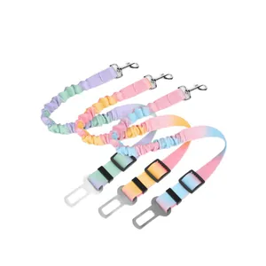 Ceinture de sécurité réglable pour chien arc-en-ciel avec laisse élastique bungee