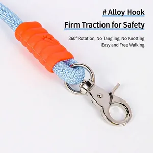 Durable bubble cotton dog leash with alloy swivel hook and orange grip
