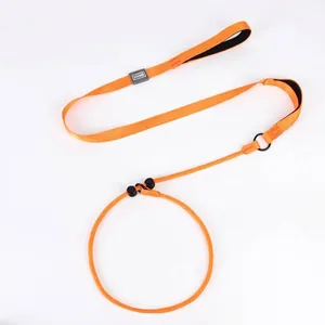 Nylon Braided Dog Leash Integrated Adjustable Slip Lead Slip Rope For Medium Large Dogs Anti-Shock Training Pet Leash