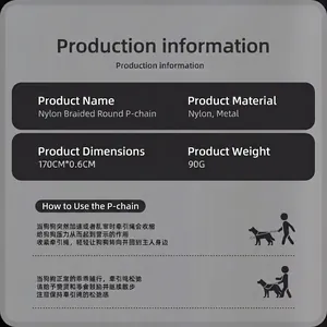 Integrated nylon slip lead leash for medium large dogs, adjustable anti-pull design 170cm
