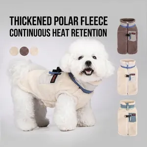 Veste en Polaire pour Chien Avec Attache de Laisse en Anneau D Gilet Chaud pour Chiot d'Hiver Manteau Rembourré Coupe-Vent pour Petits Chiens Veste Zippée