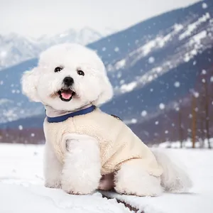 Veste polaire d'hiver épaisse pour chien avec attache laisse en D, manteau chaud beige