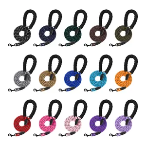 Correas reflectantes de nailon para perros con mango de espuma en quince colores