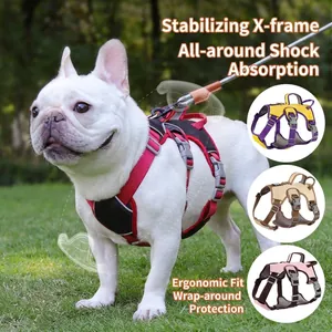 Anti-escape reflective dog harness with shock absorption for small medium breeds.