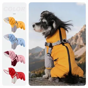 Waterproof four-legged dog raincoat jumpsuit for large dogs in outdoor settings