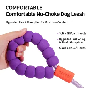 Comfortable purple bubble foam dog leash featuring shock-absorbing NBR foam handle
