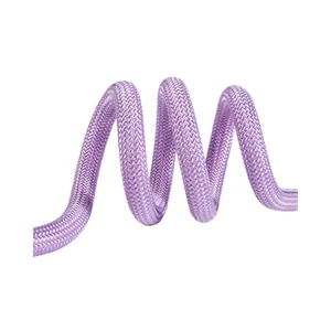 Durable braided dog leash in vibrant candy purple, high-strength climbing rope style.