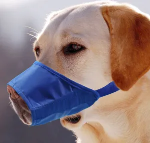 Muselière pour chien en nylon bleu durable, anti-morsure, réglable, vue détaillée