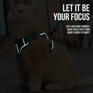 Reflecterend ademend kattenharnas en lijnset met ontsnappingsbestendig veiligheidsvest