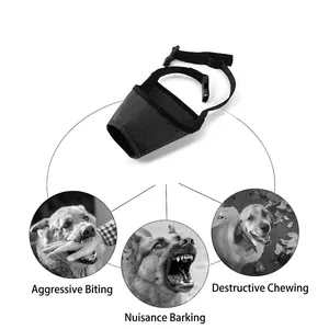 Museau pour chien noir en nylon réglable et respirant, masque anti-morsure pour chiens