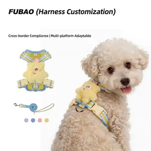 Schattig Dopamine Gestreept Huisdierharnas En Riem Mesh Ademend Klein Hondenharnas Met Pluche Speelgoed Buiten Wandelen Puppy Vest