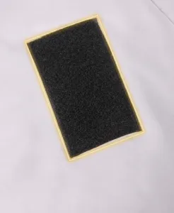 Close-up detail of the 8cm extended Velcro strap on a waterproof dog winter jacket