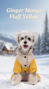 Calda giacca invernale impermeabile per cani di piccola taglia in giallo e beige