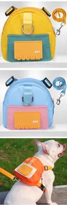 Outdoor pet harness backpack with matching leash in various colors for small dogs and cats