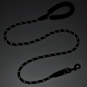 Reflective Nylon Dog Leash With Padded Foam Handle Heavy Duty Braided Pet Lead For Medium Large Dogs Outdoor Safety