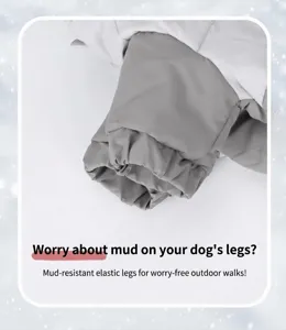 Primo piano dei polsini elastici di un cappotto invernale impermeabile per cani