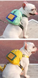 Adjustable pet backpack harness for French Bulldogs in green and yellow colorways