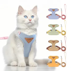 Reflective Breathable Mesh Pet Harness Leash Set H-Shaped Chest Harness Adjustable Vest For Small Dogs Cats Outdoor Walking Harness Set