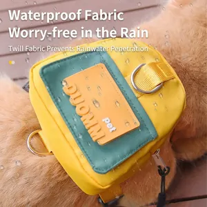 Waterproof cat harness backpack with lead D-ring for outdoor travel yellow