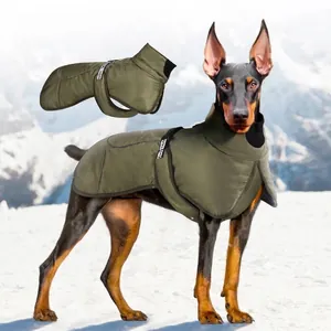 Manteau d'Hiver pour Grands Chiens Réfléchissant Chaud Coupe-vent Imperméable Veste en Coton pour Doberman Golden Retriever